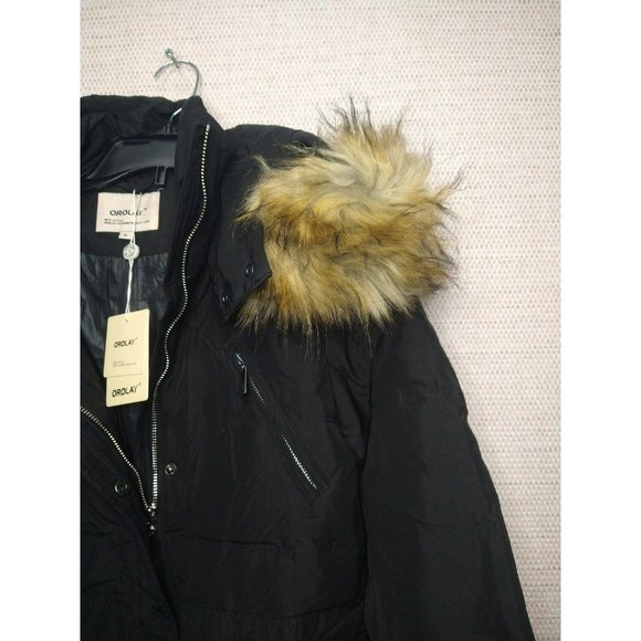 Women's Classic OROLAY Duck Down Winter Jacket w/ removable hoodie Size Medium - Picture 2 of 8